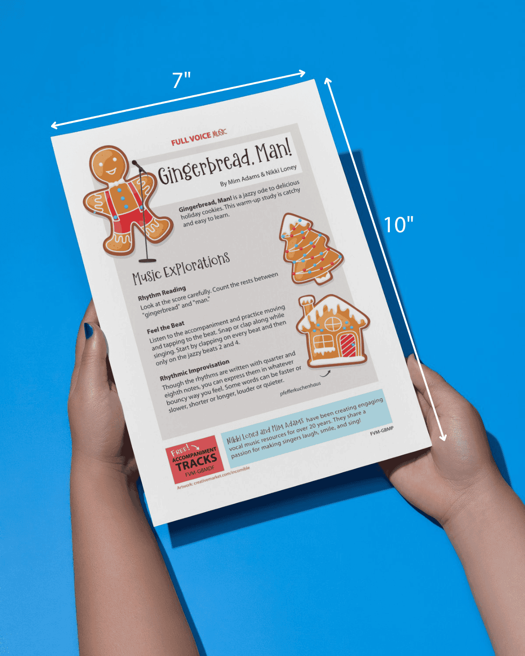 Cover of Gingerbread man Song Print showing measurements 7 inch width and 10 inch height