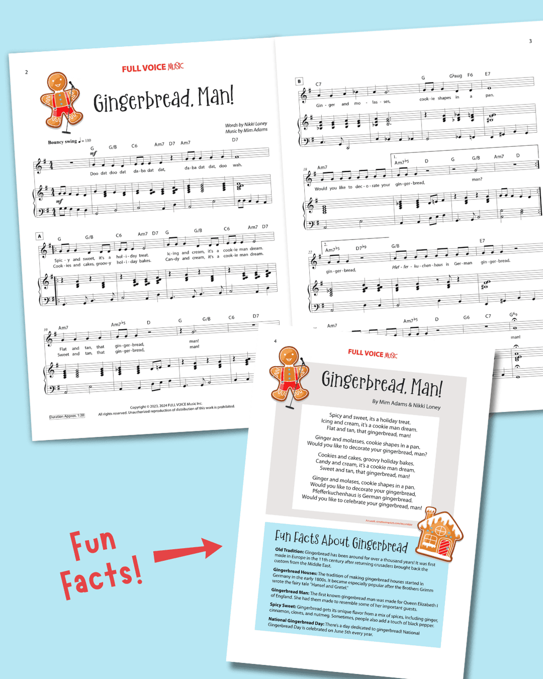 the two-page sheet music inside and the back page with lyrics and fun facts.