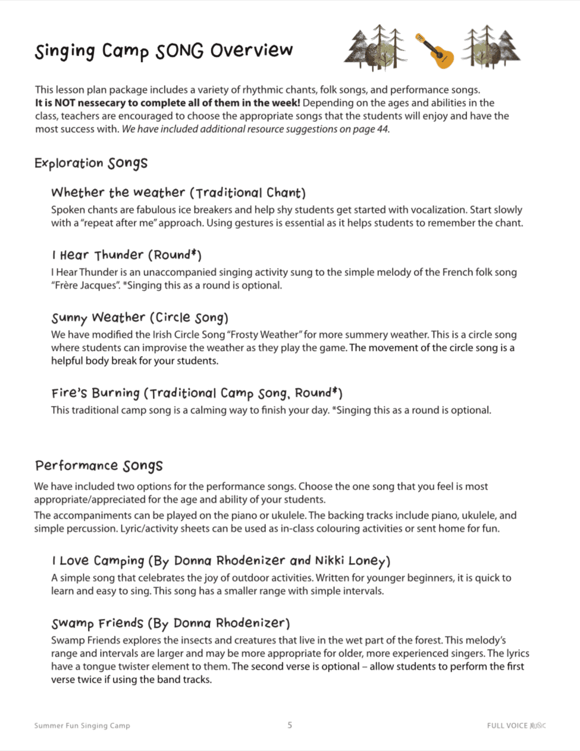 Junior "Summer Fun" Singing Camp Lesson Plans - Image 4