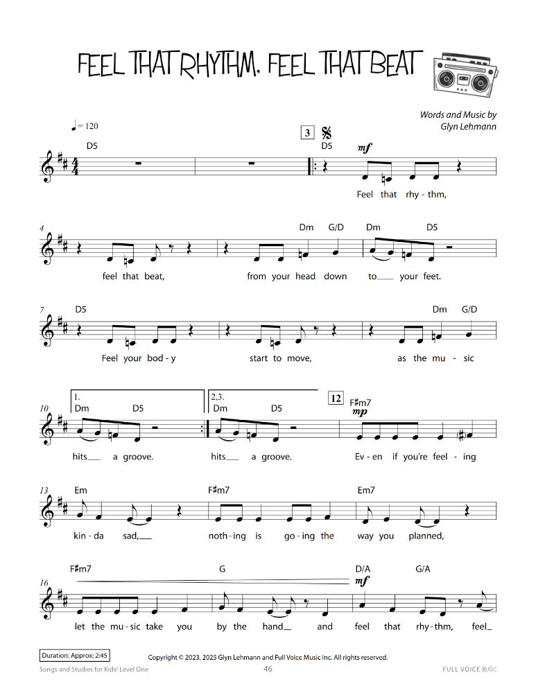 Songs and Studies for Kids! Level One product image - feel that rhythm, feel that beat 1