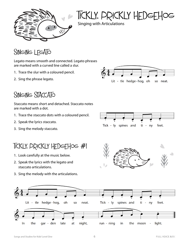 Songs and Studies for Kids! Level One product image - Tickly, Prickly Hedgehog