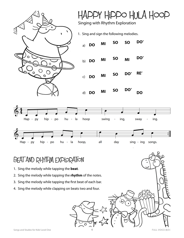 Songs and Studies for Kids! Level One product image - happy hippo hula hoop