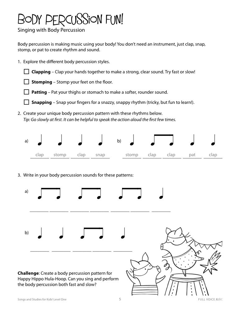 Songs and Studies for Kids! Level One product image - body percussion fun