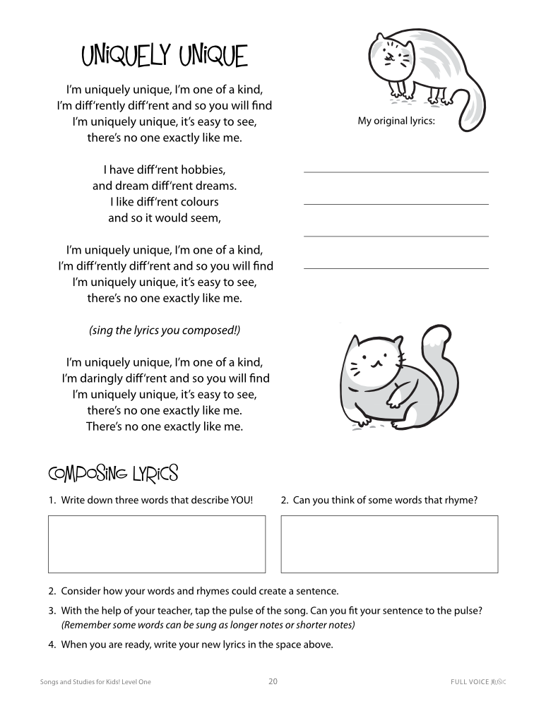 Songs and Studies for Kids! Level One product image - uniquely unique 1