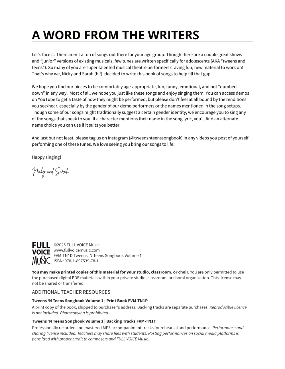 The Tweens 'N Teens Songbook Volume 1 (PDF) - Image 2