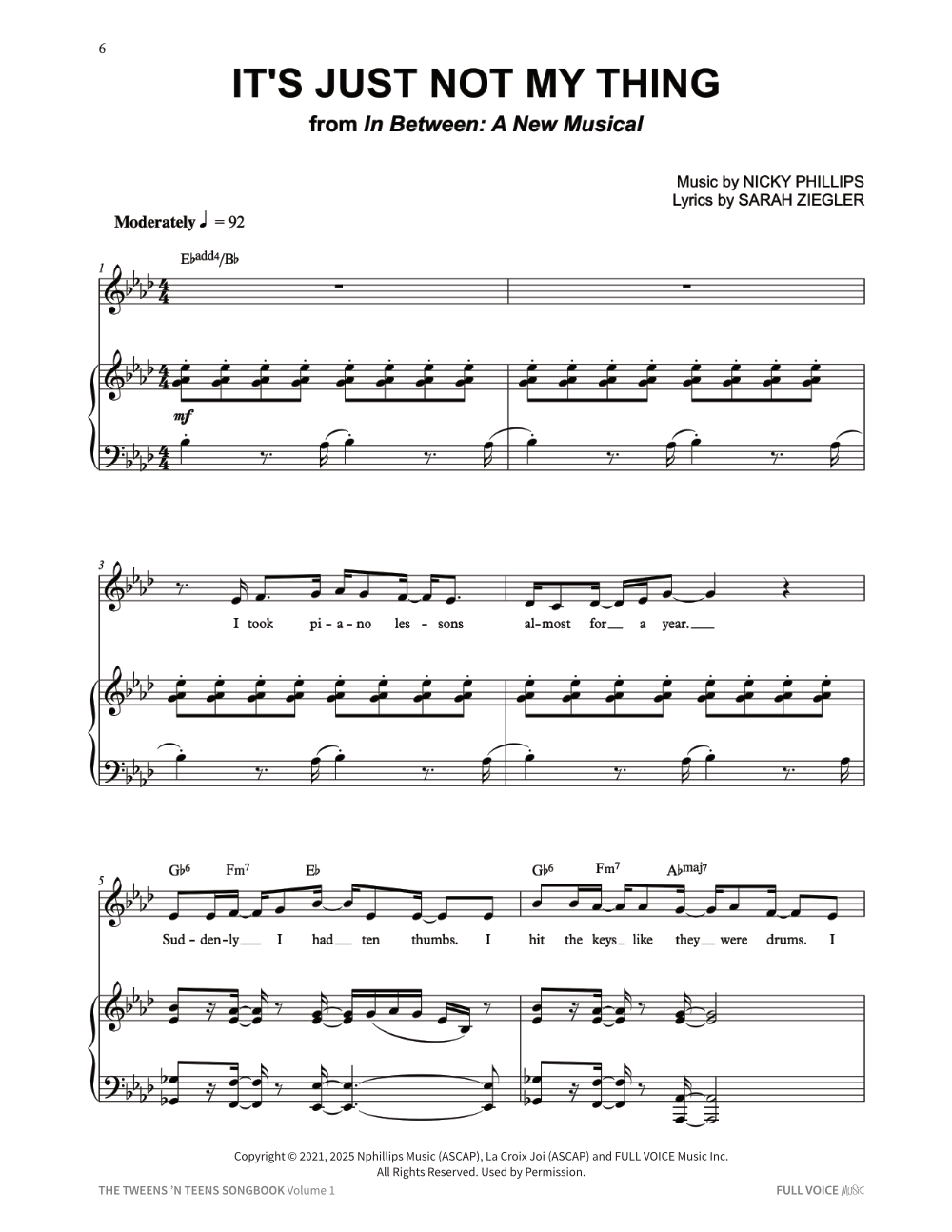 The first page of "It's Just Not My Thing" sheet music.
