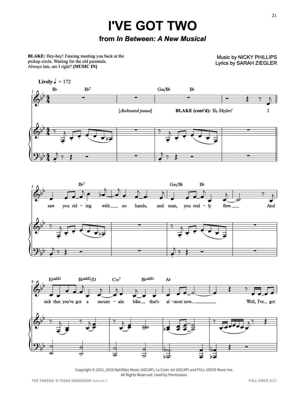 The first page of "I've Got Two" sheet music.