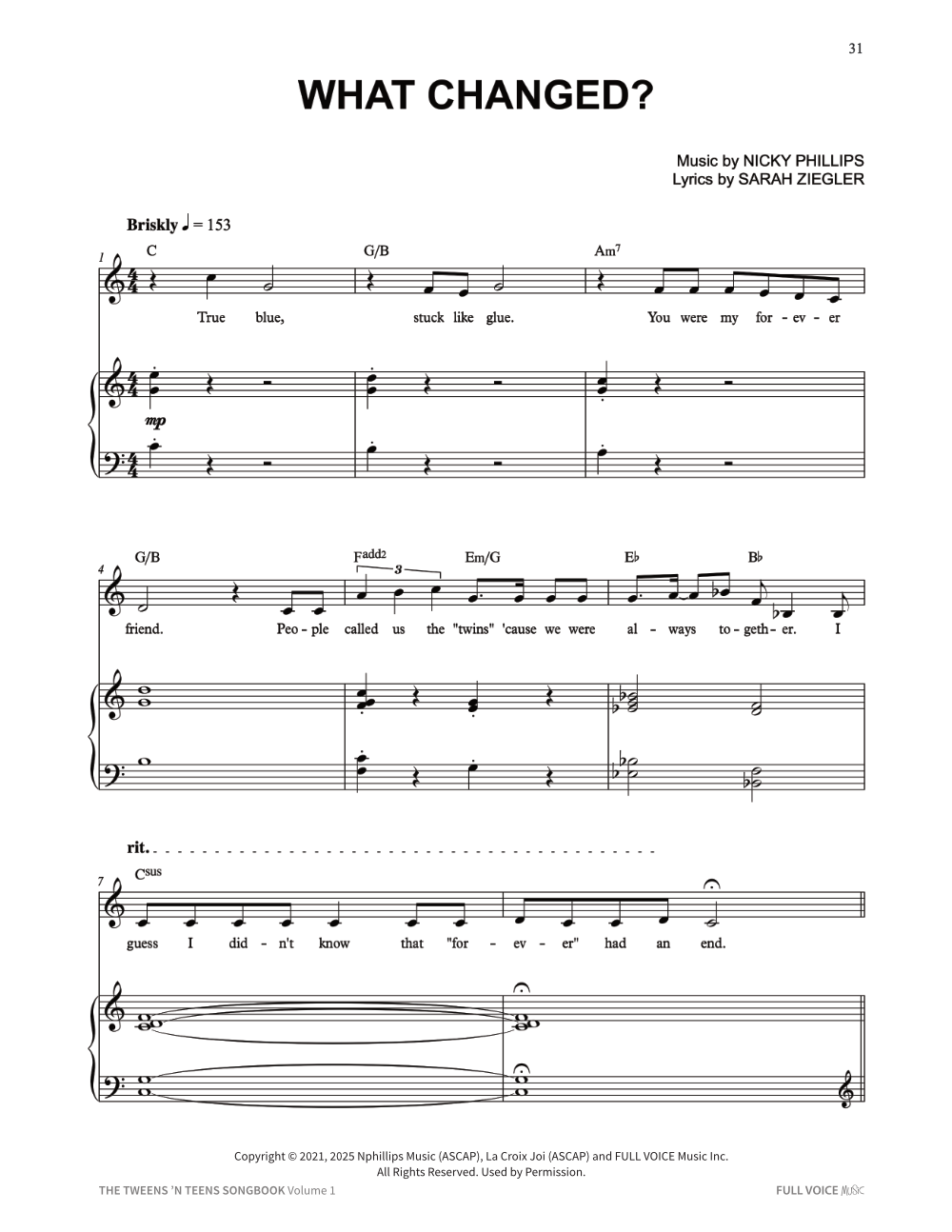 The first page of "What Changed?" sheet music.